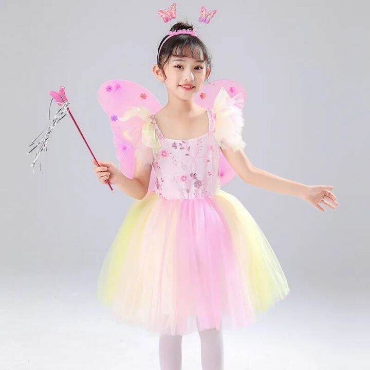 4PCS/Set Girls Dress for Kids Cosplay Costume Christmas Girls Mesh
