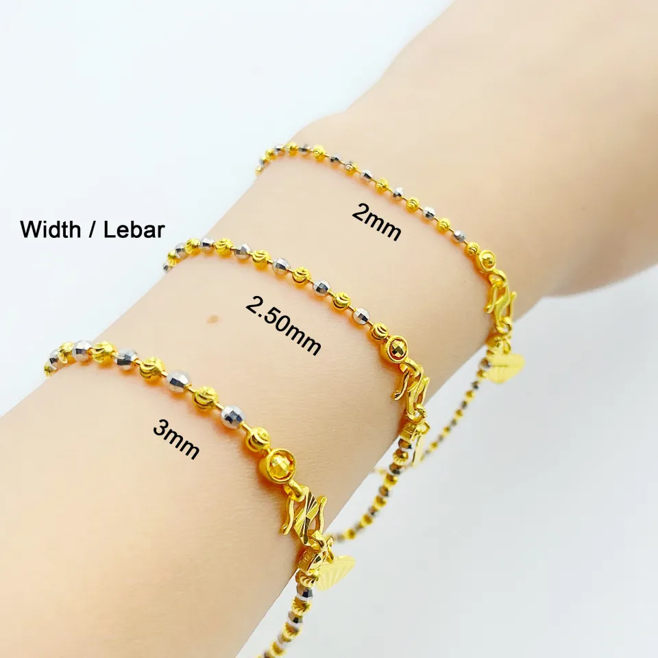 MJ Jewellery 375/9K Gold Wave Chain Bracelet with Love T034 | Lazada