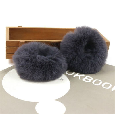 10pcslot Wholesale New 10cm Artificial Rex Rabbit Fur Hair bands Winter Fluffy Pom pom Hairbands Barrettes Elastic Headband