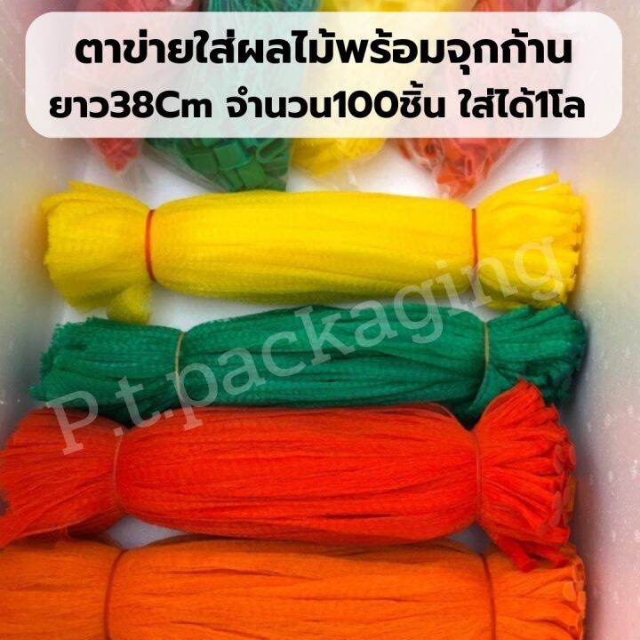 ถูกที่สุด-แพค100ชิ้น-ตาข่ายใส่ส้มพร้อมจุกก้าน-ยาว38cm-มี-5สี-รุ่นแข็ง-ตั้งเป็นทรง-คุณภาพเกรดส่งห้างไม่บาง