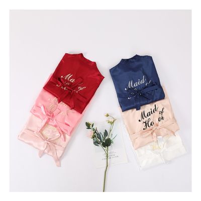 {Xiaoli clothing} FZSLCYIYI Maid Of Honor เย็บปักถักร้อย Robe Amp; Nightdress Womens Wedding Kimono Sleepshirts M 2XL ฤดูใบไม้ผลิ Nightgown Bathgown ชุดนอน