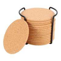 Natural Cork Coasters With Round 16pc Set with Metal Holder Storage Caddy – 1/5inch Thick, Absorbent, Eco-Friendly, Heat-Resistant, Reusable