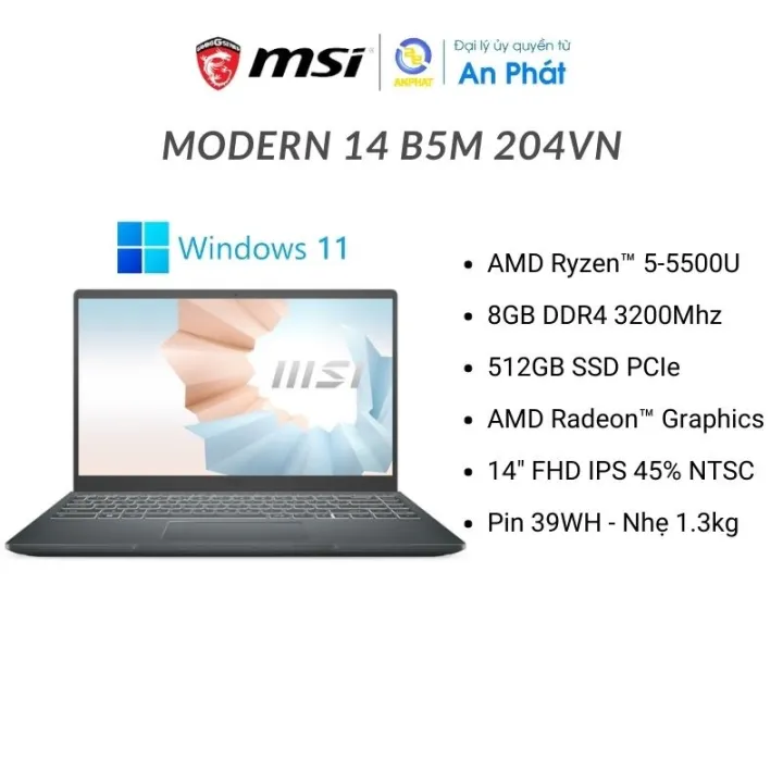 Laptop MSI Modern 14 B5M-204VN (AMD R5 5500U/8GB/512GB /14″ FHD /Win11) – MSI ,SKU : 1724845452_VNAMZ-7687116519 >>>🇻🇳 Top1Vietnam 🛒>>> lazada.vn 🇻🇳🇻🇳🇻🇳🛒🛍🛒