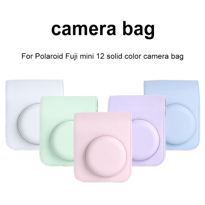 กระเป๋ากล้องฟิล์มโพลารอยด์-instax-mini-12แบบพกพาหนัง-pu-กระเป๋าปลอกซิลิโคนป้องกันกล้องพร้อม-tali-bahu