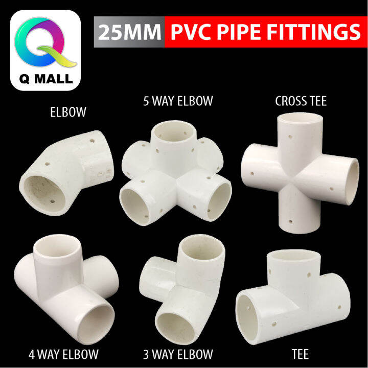 (25MM) DIY PVC White Pipe Fitting Connector Joint Furniture Grade ...