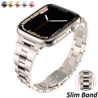 [ladies jewelry]ผู้หญิงสร้อยข้อมือสแตนเลสบางสำหรับ Apple Watch 8อัลตร้า49มม. วง40มม. 38 42 41 45มม. สำหรับ IWatch Se/ 6/5 7สายโลหะหรูหรา