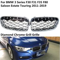 All Chrome For BMW 3 Series F30 F31 F35 F80 Saloon Estate Touring 2011-2019 Front Kidney Grill Grille Diamond Kidney Grilles