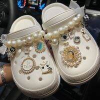 ☇ jibbitz ชุดเครื่องประดับโซ่มุก เหมาะสําหรับรองเท้า crocs หัวเข็มขัดรองเท้าแตะ diy ตกแต่ง