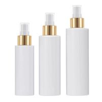 100ML 150ML 200ML Empty Plastic White Bottle Gold Ring Spray Top Refillable Portable Cosmetic Packaging Vials Container 20Pieces Travel Size Bottles C