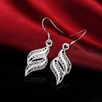 【YD】 Hot high quality 925 Sterling Flowers leaf Earrings fashion party Jewelry Gifts vintage earrings