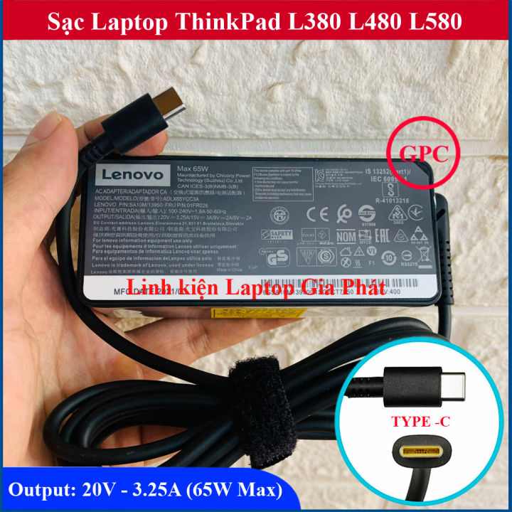 Sạc Laptop Lenovo TYPE C 20V  65W (Chân USB-C) cho ThinkPad L380  L390 L480 L580 T480 T490 E490 T580 E15 yoga 720 
