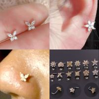 Zircon Flower Heart Small Nose Rings Stainless Steel Nose Stud 20G Earrings Body Piercing Jewelry For Women Men Girl Gift