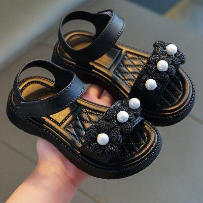 ┇ Pull back girls sandals soft sole princess shoes 2023 summer new non-slip childrens sandals little girl student treasure atmosphere