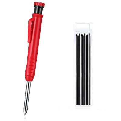 เครื่องมือมือดินสอช่างไม้แบบแข็งสำหรับใช้ในการก่อสร้างมีที่เหลาดินสอแบบมีรูลึก7รูในตัว