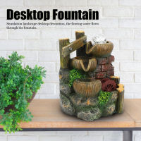 【Clearance Sale】Resin Desktop Fountain Flowing Water Ornament Home Office Table Decoration EU Plug AC220V-240V