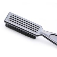 Black Small Beard Styling Brush Logo Professional Shave Beard Brush Barber Vintage Oil Head Shape Carving Cleaning Brush