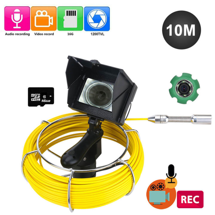 9 Monitor DVR 16GB 20M Pipe Inspection Camera Drain Sewer Industrial  Endoscope