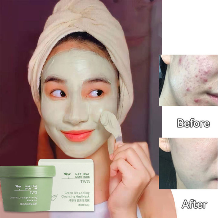 green-tea-mud-mask-โคลนมาร์คหน้าชาเขียว-โคลนพอกหน้า-มาร์คหน้าลดสิว-มาส์กโคลน-ให้ความชุ่มชื้น-พอกหน้า-มาร์ค-เจลลี่มาร์ค-ที่ลอกสิวเสียน-ทำความสะอาดรูขุมขน-โคลนพอกกำจัดสิวเสี้-บำรุงผิวหน้า-แผ่นมาร์คหน้า