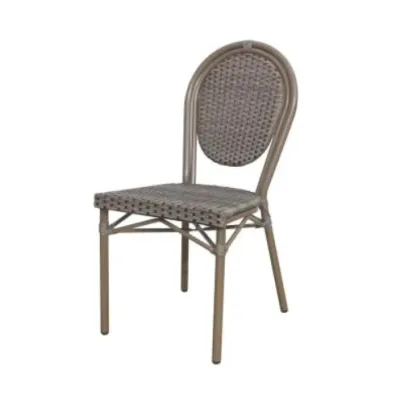 Chair artificial rattan indoor/outdoor size 43 x 56 x 89 cm.- (Max load 100 kg.) - light gray/black