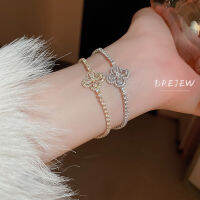 DREJEW 18K กำไลข้อมือเพทายดอกไม้ชุบทองแท้,กำไลข้อมือเล็กหรูหราน้ำหนักเบาเข้ากับทุกสภาพลมหนาว