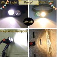 Pdony ไฟฉายคาดศีรษะ LED กันน้ํา สีขาว สีเหลือง สําหรับตกปลา เดินป่า ขี่จักรยาน 5211042✎♠