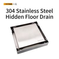 YITING 304 Stainless Steel Hidden Floor Drain Bathroom Square Invisible Thicken Deodorant Flap Self-styled Floor Drain Traps Drains