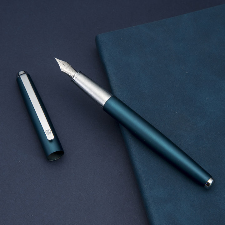 hongdian-525โลหะสีฟ้า-fountain-ปากกา-matte-barrel-iridium-ef-ขนาดเล็ก-bent-0-40-6มม-ปากกาหมึกสำนักงานธุรกิจเขียนของขวัญปากกาหมึก