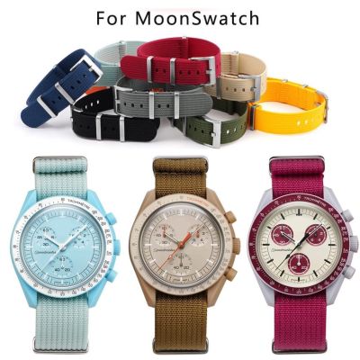 ○♦ สายนาฬิกาไนลอนทอสำหรับ OMG Moonswatch Band 20mm Stainless Steel Buckle Wrist Bracelet Watchbands
