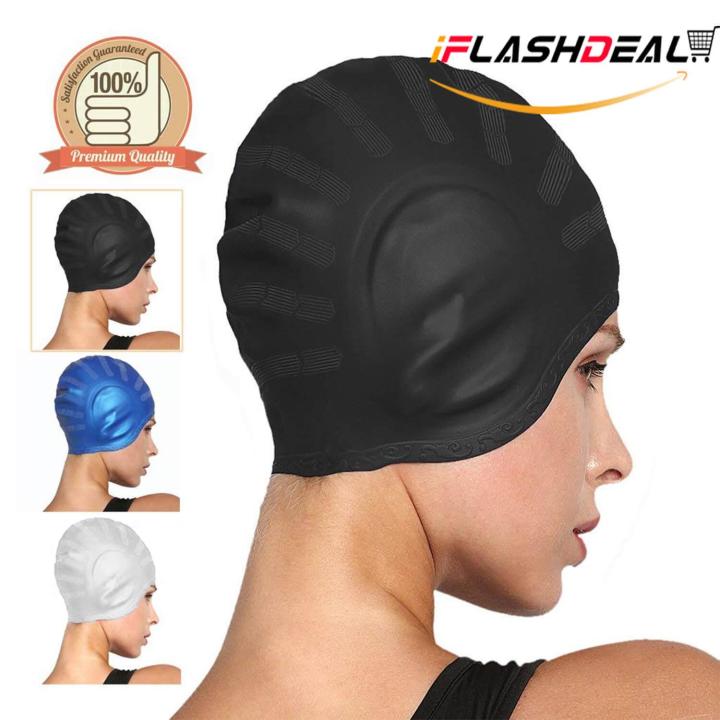 iFlashDeal Swim Caps Swimming Cap Silicone Swim Hat For Adults Long Hair  Comfortable Fit Swim Cap | Lazada