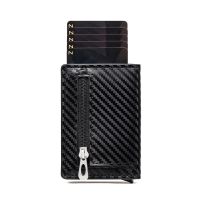 【CW】▼  Bycobecy Custom Rfid Wallet Carbon Credit Card Holder Men Leather Minimalist Coins Purse