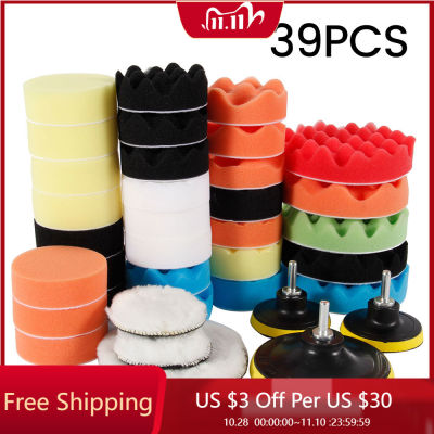 39 Pcs 35 Inch Sponge Car Polisher Waxing Pads Buffing Kit For Boat Car Polish Buffer Drill Wheel Polishing Removes Scratches