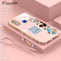 Kanavi เคสโทรศัพท์มีลายอนิเมะแฟชั่นสำหรับ VIVO Y31 2021 Y51 2020 Y55 4G Y100 Y78 Y95 Y93 Y91 Y91C Y71 Y85 Y67 V5S Y83 V7บวกชุบหรูหราซิลิโคน TPU การ์ตูนอะนิเมะ TPU เคสโทรศัพท์