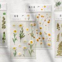 Stickers Flowers Leaves Plants Stickers Lable Transparent PET Stickers For Scrapbooking Diary Journal Decorative DIY Material  Scrapbooking