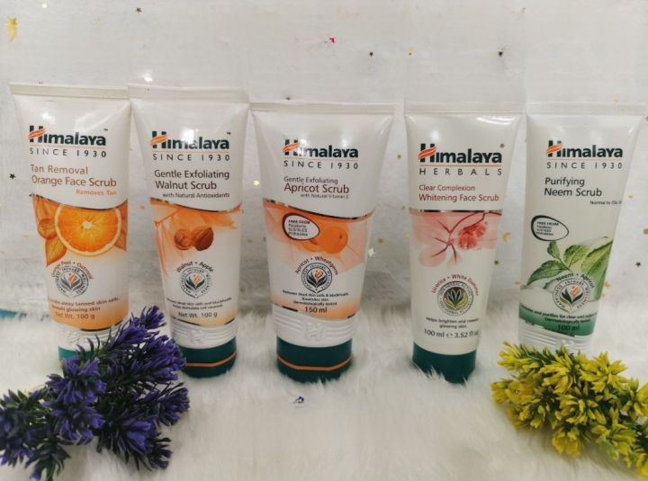 สครับผิวหน้าหิมาลายา-สูตร-tan-removal-orange-scrub-สูตร-himalaya-apricot-scrub-สูตร-clear-complexsion-whitening-face-scrub-สูตร-himalaya-neem-scrub