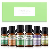 PHATOIL 6pcs Gift Box Pure Plant Essential Oils Set for Humidifier Lavender Eucalyptus Mint Tea Tree Massage Diffuser Aroma Oil