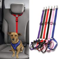 Solid Two-in-one Pet Car Seat Belt  Lead Leash BackSeat Safety Belt Adjustable Harness for Kitten Dogs Collar Pet Accessories Collars