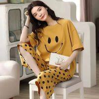 weehours*baju tidur plus size Pajamas short sleeve 7-point pants suit two cartoon household clothes night dress