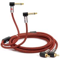 AA Dual RCA To 2 X 1/4 Inch Mono 6.35Mm Male Jack Audio  Mixer Console Amplifier Speaker Home T  Device Cords