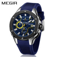 Megir Men SPORT นาฬิกาทหาร Luxury Luminous Chronograph นาฬิกาควอตซ์นาฬิกาปฏิทินนาฬิกาข้อมือกันน้ำ relogio masculinoi