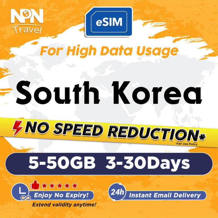 Korea eSIM 330Days 5GB/10GB/20GB/50GB Unlimited 4G Data High Speed