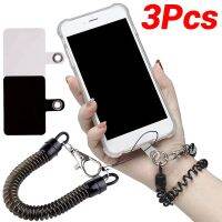 3Pcs Telescopic Anti-theft Spring Lanyard Gasket Phone Safety Tether with Card Universal Phone Charm String Smartphone Straps