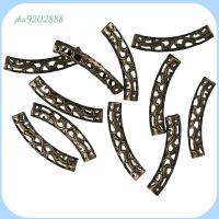 JHA9202888 100Pcs รู: 3.5mm ลูกปัดเว้นระยะเส้นก๋วยเตี๋ยวโค้งยาว Filigree ยาว37มม. กว้าง5มม. โลหะสำหรับตกแต่ง ลูกปัดหลอดโค้ง ลวดลายลายเส้นพิเศษ ลูกปัดสไตล์ทิเบต สาวๆ