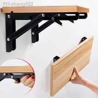 8-16 Inch Shelf Folding Brackets Wall-mounted Heavy Stainless Steel Folding Table Shelves Bracket Work Space Saving DIY Bracket