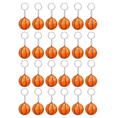 24 Pack Basketball Keychains, Sports Ball Keychains