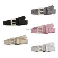 COD DSFRDGERGWR BTF Fashion Women Glitter Faux Leather Waist Belt Single Prolong Adjustable Buckle Vintage Shiny Waistband for Jeans Pan