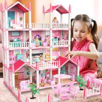 บ้านหลังใหญ่สำหรับเด็กชุดบ้านตุ๊กตา Diy อาคารขนาดเล็ก BarbieHouse โซฟาเตียงนอนโต๊ะเฟอร์นิเจอร์สำหรับตุ๊กตาของเล่นของขวัญคริสต์มาส Madeline.