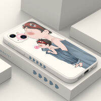 เคสคู่รักที่น่ารัก IPhone 15 14 13 12 11 Plus Pro Max Mini ซิลิโคนเหลวรูปแบบด้านข้าง