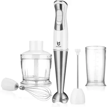 KOIOS 800W Immersion Hand Blender, Multifunctional 5-in-1 Low Noise Stick  Mixer, 9-Speed, Stainless Steel, Titanium Plated, 600ml Mixing Beaker,  800ml Chopper, Egg Whisk and Milk Frother 