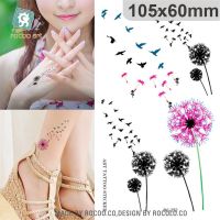 harajuku waterproof temporary tattoos for women lady dandelion aerial bird design flash tattoo sticker Free Shipping RC2252