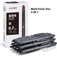 【Ready Stock】 ✼❁㍿ C13 Deli Multicolor Pens 4-in-1 Retractable Ballpoint Pen 4 Vivid Colors Ball Pen Smooth Writing Tool